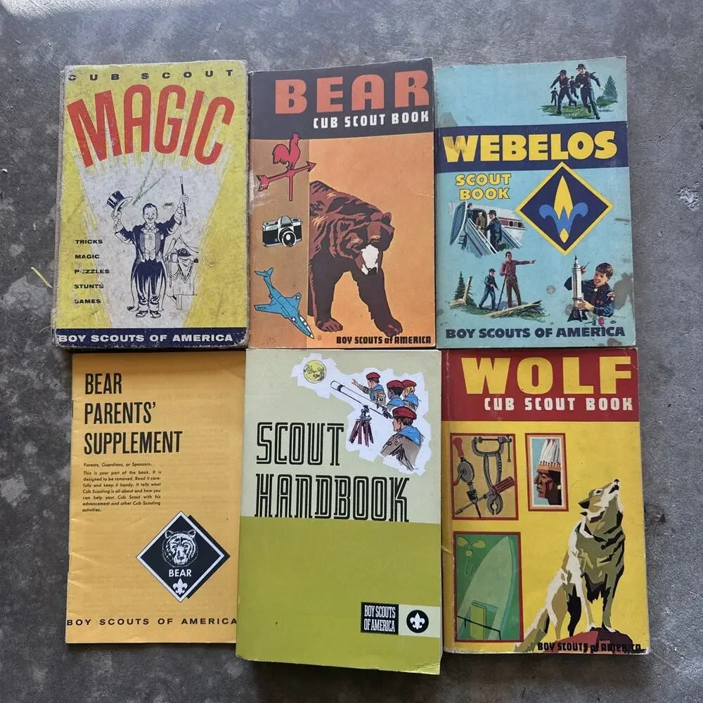 Vintage 1960-75 Boy Scouts of America Scout Book Program Book Lot of 6 Cub Bear